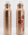 Magic Copper Water Bottle | Colour-Changing Rose Design When Cold