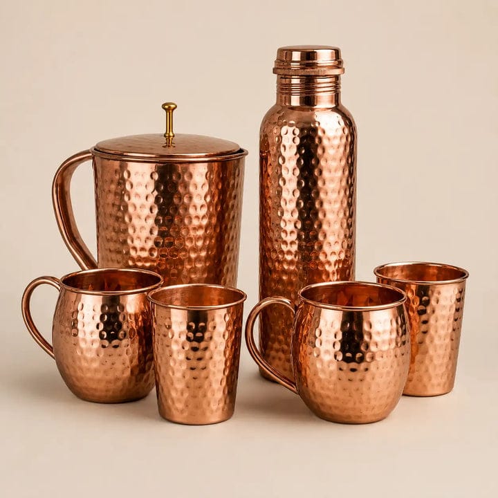 Cupreva Sovereign Hammered Copper Serving Set – 6 Piece