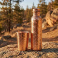 Hammered Pure Copper Water Bottle & Tumbler Gift Set
