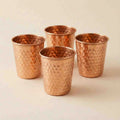 Hammered Copper Glass Set Of 4 | Pure Copper Drinkware