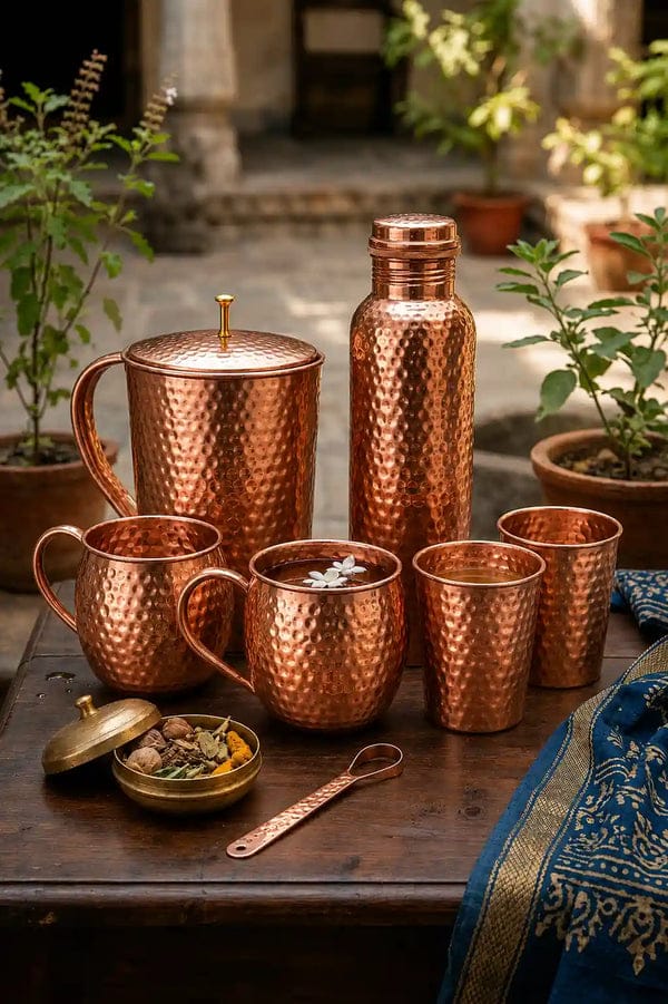 Cupreva Sovereign Hammered Copper Serving Set – 6 Piece